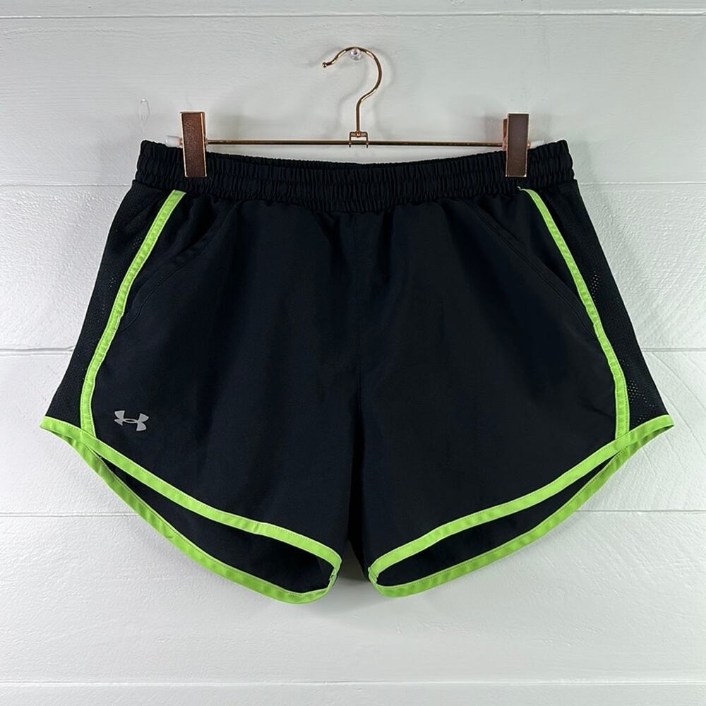 UNDER ARMOUR Black Neon Green Bike Workout Running‎ Gym Shorts Size XS